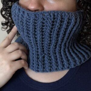 Navy Blue Crochet Cowl